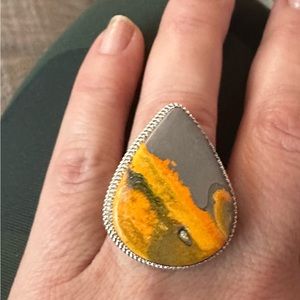 Hand made sterling silver ring with bumblebee Jasper stone